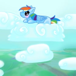 Size: 1080x1080 | Tagged: safe, artist:ahatea, derpibooru import, rainbow dash, pegasus, pony, cloud, cute, female, lying down, lying on a cloud, mare, on a cloud, prone, solo