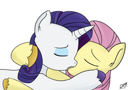 Size: 4305x3039 | Tagged: safe, artist:cobaltskies002, derpibooru import, fluttershy, rarity, pegasus, unicorn, g4, female, flarity, kissing, lesbian, making out, shipping, simple background, white background