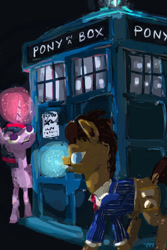 Size: 600x900 | Tagged: safe, artist:cutebrows, derpibooru import, doctor whooves, twilight sparkle, doctor who, tardis