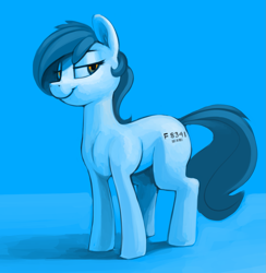 Size: 1609x1648 | Tagged: oc name needed, source needed, safe, artist:dimfann, derpibooru import, oc, oc only, earth pony, pony, lidded eyes, looking at you, nostrils, simple background, smiling, solo