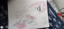 Size: 4160x1872 | Tagged: safe, artist:katlovescookies1, derpibooru import, pinkie pie, g4, drawing, female, sideways image, solo, sunglasses, traditional art