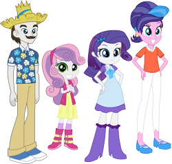 Size: 5500x5230 | Tagged: safe, artist:octosquish7260, derpibooru import, cookie crumbles, hondo flanks, rarity, sweetie belle, human, equestria girls, g4, clothes, equestria girls-ified, family, female, male, shoes, siblings, simple background, sisters, transparent background, younger