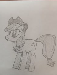Size: 3072x4080 | Tagged: artist needed, safe, derpibooru import, applejack, earth pony, pony, g4, pencil drawing, solo, traditional art