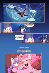 Size: 960x1440 | Tagged: safe, alternate version, artist:cold-blooded-twilight, derpibooru import, nightmare moon, pinkie pie, princess celestia, princess luna, shining armor, twilight sparkle, comic:cold storm, g4, blood, cold blooded twilight, comic, crying, dialogue, speech bubble