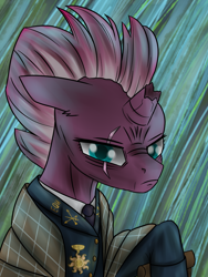 Size: 768x1024 | Tagged: safe, artist:kirieshka, derpibooru import, tempest shadow, unicorn, equestria at war mod, blanket, clothes, eaw: countdown to midnight, general, medal, military, military pony, old pony, older, plaid, rug, uniform