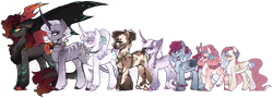 Size: 1280x461 | Tagged: safe, artist:sunflower-spirit, derpibooru import, applejack, fluttershy, pinkie pie, rainbow dash, rarity, twilight sparkle, earth pony, pegasus, pony, unicorn, g4, alternate design, mane six, simple background, transparent background