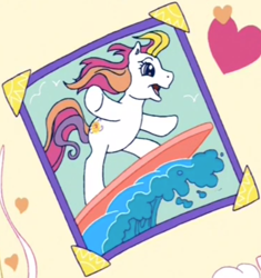 Size: 1112x1182 | Tagged: safe, derpibooru import, screencap, sunny daze (g3), earth pony, pony, a charming birthday, g3, cropped, female, mare, picture, surfing