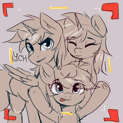 Size: 3000x3000 | Tagged: safe, artist:ichigokristina, derpibooru import, oc, alicorn, earth pony, pegasus, pony, unicorn, commission, couple, selfie, ych result