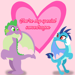 Size: 1400x1400 | Tagged: safe, artist:mlplary6, derpibooru import, princess ember, spike, dragon, female, holiday, male, ship:emberspike, shipping, straight, valentine's day