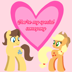 Size: 1400x1400 | Tagged: safe, artist:mlplary6, derpibooru import, applejack, caramel, earth pony, pony, carajack, female, holiday, male, mare, shipping, stallion, straight, valentine's day