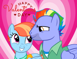 Size: 944x720 | Tagged: artist needed, safe, anonymous artist, artist:twilyisbestpone, derpibooru import, bow hothoof, windy whistles, pegasus, pony, cute, duo, female, grin, heart, heart background, hearts and hooves day, holiday, looking at each other, looking at someone, male, mare, married couple, shipping, smiling, smiling at each other, song in the description, stallion, straight, valentine's day, valentine's day card, valentine's day picture, wholesome, windybetes, windyhoof