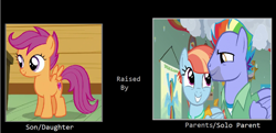 Size: 1025x497 | Tagged: artist needed, safe, anonymous artist, derpibooru import, edit, edited screencap, screencap, bow hothoof, scootaloo, windy whistles, pony, parental glideance, adopted, adopted daughter, adopted offspring, alternate universe, caption, female, filly, foal, image macro, male, mare, meme, parent:bow hothoof, parent:windy whistles, rainbow dash's parents, raised, scootadoption, scootalove, smiling, stallion, text, what if