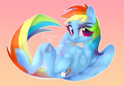 Size: 4861x3367 | Tagged: safe, artist:eiirine, derpibooru import, rainbow dash, pegasus, pony, g4, bust, eyelashes, female, gradient background, looking at you, mare, portrait, solo, tongue, tongue out, wings