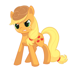 Size: 1024x957 | Tagged: safe, artist:aisuroma, derpibooru import, applejack, earth pony, pony, applejack's hat, clothes, cowboy hat, female, gritted teeth, hat, mare, simple background, solo, standing, teeth, transparent background