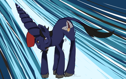 Size: 1280x811 | Tagged: safe, artist:aisuroma, derpibooru import, oc, oc only, pony, unicorn, bronycurious, giga drill breaker, solo, tengen toppa gurren lagann, unshorn fetlocks, worried