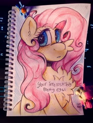 Size: 3024x4032 | Tagged: safe, artist:yumkandie, derpibooru import, fluttershy, rainbow dash, pegasus, pony, blushing, cheek fluff, eyebrows, eyebrows visible through hair, female, figurine, flutterdash, heart, heart eyes, jewelry, lesbian, pencil drawing, shipping, traditional art, wingding eyes, wings