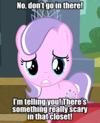 Size: 280x345 | Tagged: safe, edit, edited screencap, editor:undeadponysoldier, screencap, babs seed, diamond tiara, earth pony, pony, one bad apple, cropped, cute, diamondbetes, edited gif, female, filly, foal, head shake, jewelry, scared, solo, solo focus, tiara, warning