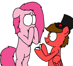 Size: 3351x3023 | Tagged: safe, artist:professorventurer, derpibooru import, oc, oc:cassie venturer, oc:professor venturer, earth pony, pegasus, pony, bipedal, hearts and hooves day, holiday, jewelry, marriage proposal, not pinkamena, ring, shocked, touched, valentine's day