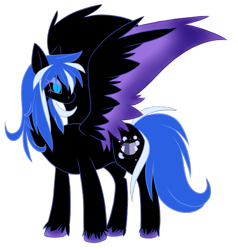 Size: 627x660 | Tagged: safe, artist:akurei269, derpibooru import, oc, oc only, oc:bubblebell, pegasus, pony, colored wings, nightmarified, simple background, solo, spread wings, transparent background, two toned wings, unshorn fetlocks, wings