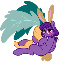 Size: 5000x5000 | Tagged: safe, artist:wtfponytime, derpibooru import, oc, oc only, oc:misty violet, pegasus, pony, animal costume, blushing, bunny costume, bunny ears, bunny tail, clothes, costume, cuddling, eyeshadow, female, looking at you, makeup, mare, plushie, simple background, solo, tail, transparent background