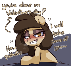 Size: 2368x2200 | Tagged: safe, artist:lou, derpibooru import, oc, oc only, oc:louvely, pony, holiday, looking at you, solo, talking to viewer, teeth, valentine's day