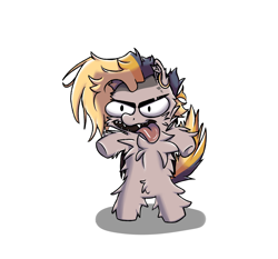 Size: 2574x2400 | Tagged: safe, artist:ybkathan, derpibooru import, oc, oc only, oc:tlen borowski, pegasus, pony, chest fluff, fluffy, simple background, smol, solo, squatpony, tongue, tongue out, white background