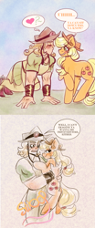 Size: 1659x4000 | Tagged: safe, artist:mimiporcellini, derpibooru import, applejack, earth pony, human, pony, g4, anime, comic, crossover, crossover shipping, female, hol horse, holjack, interspecies, jojo's bizarre adventure, male, mare, shipping, straight