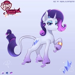 Size: 5000x5000 | Tagged: safe, artist:orion_illustrates, derpibooru import, rarity, pony, unicorn, comic:tales of the unseen, g4, bracelet, colored hooves, cutie mark, eyeshadow, female, gradient horn, hairclip, horn, jewelry, leonine tail, makeup, mare, raised hoof, raised leg, redesign, smiling, solo, tail, unshorn fetlocks