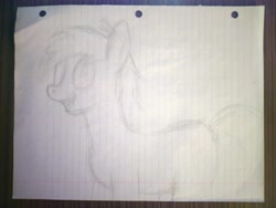 Size: 4608x3456 | Tagged: safe, artist:iamaveryrealperson, derpibooru import, photographer:iamaveryrealperson, earth pony, pony, g4, 2021, art dump, looking at someone, looking at something, looking offscreen, monochrome, no pupils, paper, pencil drawing, sketch, smiling, teeth, traditional art, unfinished art, unnamed character, unnamed pony