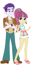 Size: 1424x2883 | Tagged: safe, artist:ajosterio, artist:gmaplay, derpibooru import, edit, dirk thistleweed, sour sweet, human, equestria girls, g4, bare shoulders, belly button, bikini, bikini bottom, bikini top, clothes, cute, duo, duo male and female, feet, female, freckles, jacket, legs, long sleeves, looking up, male, midriff, ponytail, ship:sourweed, shipping, simple background, sleeveless, smiling, sourbetes, straight, swimsuit, transparent background, vector, vector edit