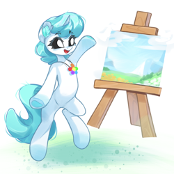 Size: 4096x4096 | Tagged: safe, artist:jfrxd, derpibooru import, pony, unicorn, bipedal, craftycorn, ear fluff, ears, female, human shoulders, jewelry, mare, necklace, painting, ponified, poppy playtime, smiling, smiling critters, solo, species swap, underhoof