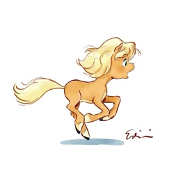 Size: 1080x1080 | Tagged: safe, artist:samyerdini, derpibooru import, horse, colt, foal, ico, ico the brave little horse, male, open mouth, running, simple background, solo, white background