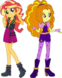 Size: 3240x4050 | Tagged: safe, artist:mixiepie, artist:twilirity, derpibooru import, edit, editor:cutler1228, adagio dazzle, sunset shimmer, equestria girls, g4, double peace sign, female, peace sign, simple background, solo, transparent background, vector