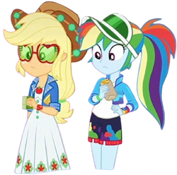 Size: 2539x2520 | Tagged: safe, derpibooru import, edit, edited screencap, editor:homersimpson1983, screencap, applejack, rainbow dash, human, equestria girls, g4, background removed, duo, female, not a vector, simple background, transparent background