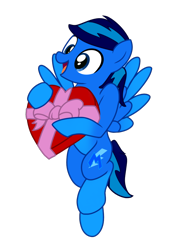 Size: 768x1024 | Tagged: safe, artist:bluemario11, derpibooru import, oc, oc only, oc:blue thunder, pegasus, g4, box of chocolates, holiday, male, simple background, solo, transparent background, valentine's day