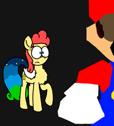 Size: 3023x3351 | Tagged: safe, artist:professorventurer, derpibooru import, oc, oc:power star, human, pony, don't go near it, duo, every copy of super mario 64 is personalized, rule 85, super mario 64, void