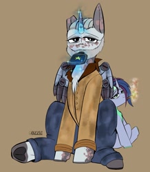 Size: 1789x2048 | Tagged: safe, artist:cozziesart, oc, oc only, pony, clothes, male, smoking