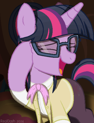 Size: 718x942 | Tagged: safe, artist:realdash, derpibooru import, twilight sparkle, unicorn twilight, pony, unicorn, g4, alternate hairstyle, alternate timeline, alternate universe, bow, clothes, cute, eyes closed, female, glasses, golden oaks library, hoof on face, librarian, mare, milf, older, older twilight, open mouth, pantyhose, pixel art, show accurate, smiling, solo, twiabetes