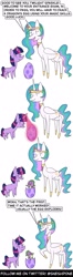 Size: 1000x3800 | Tagged: safe, artist:sneshpone, derpibooru import, princess celestia, spike, twilight sparkle, unicorn twilight, alicorn, dragon, pony, unicorn, g4, baby, baby dragon, baby spike, crown, dialogue, egg, female, filly, filly twilight sparkle, foal, frown, happy, hatching, hoof shoes, jewelry, magic, male, mare, open mouth, open smile, peytral, regalia, simple background, smiling, speech bubble, spike's egg, the implications are horrible, trio, white background, younger