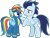 Size: 2116x1596 | Tagged: safe, alternate version, artist:sollace, derpibooru exclusive, derpibooru import, rainbow dash, soarin', pegasus, pony, g4, grannies gone wild, season 8, .svg available, bedroom eyes, clothes, eye contact, female, goggles, looking at each other, looking at someone, male, mare, raised hoof, raised leg, shipping fuel, simple background, smiling, soarindash, stallion, svg, transparent background, uniform, vector, wonderbolts uniform