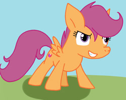 Size: 852x674 | Tagged: safe, artist:cmara, derpibooru import, scootaloo, pegasus, pony, female, filly, foal, smiling, solo