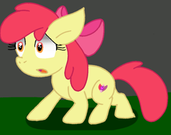 Size: 774x610 | Tagged: safe, artist:cmara, derpibooru import, apple bloom, earth pony, pony, apple bloom's bow, bow, female, filly, foal, hair bow, scared, solo