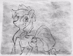 Size: 2160x1660 | Tagged: safe, artist:metaruscarlet, derpibooru import, applejack, earth pony, pony, g4, applejack's hat, clothes, cowboy hat, cutie mark, freckles, hat, ponytail, raised hoof, raised leg, solo, traditional art