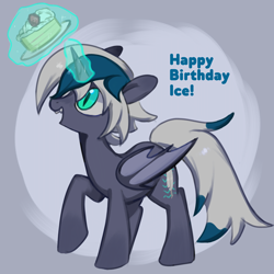 Size: 4096x4096 | Tagged: safe, artist:metaruscarlet, derpibooru import, oc, oc only, oc:elizabat stormfeather, alicorn, bat pony, bat pony alicorn, pony, bat wings, birthday cake, cake, cutie mark, english, food, happy birthday, horn, magic, open mouth, solo, wings