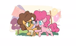 Size: 1800x1099 | Tagged: safe, artist:xiaowangzidemianyang, derpibooru import, cheese sandwich, pinkie pie, earth pony, pony, g4, duo, female, filly, foal, glasses