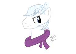 Size: 1669x1198 | Tagged: safe, artist:solemnfutury, derpibooru import, double diamond, pony, g4, clothes, female, looking at you, male, mare, scarf, simple background, smiling, solo, white background