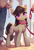 Size: 1744x2552 | Tagged: safe, ai content, machine learning generated, octavia melody, earth pony, human, pony, blushing, collar, cute, female, head tilt, leash, mare, pet, pony pet, prompter:stoneificaunt, solo, solo focus, tavibetes, topless