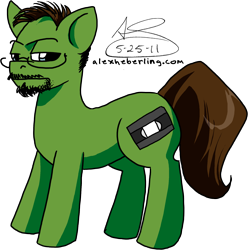Size: 1866x1884 | Tagged: dead source, safe, artist:alex-heberling, derpibooru import, earth pony, pony, cinema snob, facial hair, glasses, male, ponified, simple background, solo, species swap, stallion, tgwtg, transparent background