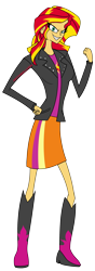 Size: 1172x3348 | Tagged: safe, artist:artthriller94, derpibooru import, sunset shimmer, equestria girls, g4, boots, clothes, shoes, simple background, skirt, style emulation, transparent background, vivziepop