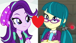 Size: 256x144 | Tagged: safe, derpibooru import, edit, edited screencap, screencap, juniper montage, starlight glimmer, equestria girls, g4, mirror magic, movie magic, spoiler:eqg specials, female, juniglimmer, lesbian, shipping, shipping domino